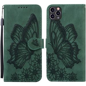 Retro Skin Feel Butterflies Embossing Horizontal Flip Leather Case with Holder & Card Slots & Wallet For iPhone 11 Pro(Green)