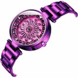 SANDA 1017 Lady Watch All Over The Sky Star 360 Degree Rotating Watch Diamond Steel Band Women Watch(Purple)