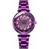 SANDA 1017 Lady Watch All Over The Sky Star 360 Degree Rotating Watch Diamond Steel Band Women Watch(Purple)