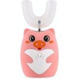 JY968 Children Automatic Intelligent Ultrasonic Voice Broadcast Mouth U-Shaped Electric Toothbrush  Product specifications: Pig 7-13 years old(Pink)