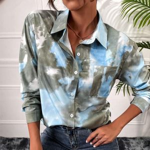 Dames Tie-Dye Lange Mouwen Shirt (kleur: Groen Maat: XS)