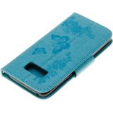 For Galaxy S8 Butterflies Embossing Horizontal Flip Leather Case with Holder & Card Slots & Wallet & Lanyard(Blue)