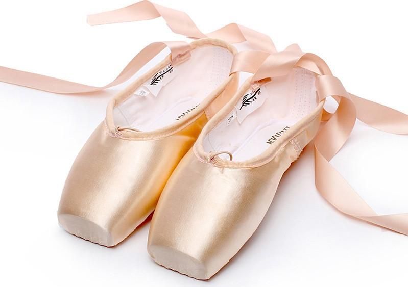 Ballet Lace Pointe Schoenen Professionele Platte Dansschoenen  Maat: 41 (Satijn naakt)