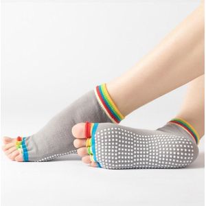 3 Pair Open-Toe Yoga Socks Indoor Sports Non-Slip Five-Finger Dance Socks  Size: One Size(Color Light Gray)