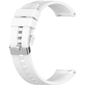 For Huawei Watch GT 2 42mm Silicone Replacement Wrist Strap Watchband with Silver Buckle(White)