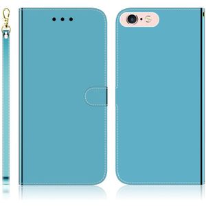 For iPhone 6 Plus / 6s Plus Imitated Mirror Surface Horizontal Flip Leather Case with Holder & Card Slots & Wallet & Lanyard(Blue)