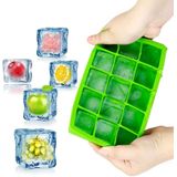 15 Grids DIY Big Ice Cube Mold Square Shape Silicone Ice Tray Fruit Ice Cream Maker(Green)