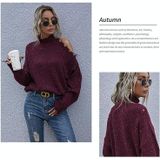 Dames losse off-shoulder gescheurde coltrui met lange mouwen herfst gebreide trui  maat: S