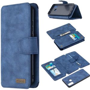 For Huawei P Smart (2020) Detachable Frosted Magnetic Horizontal Flip Leather Case with Card Slots & Holder & Zipper Wallet & Photo Frame(Blue)