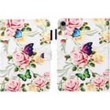 Kruistextuur geschilderd Smart lederen tablethoes voor iPad Mini 6 (White Peony)