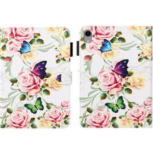 Kruistextuur geschilderd Smart lederen tablethoes voor iPad Mini 6 (White Peony)