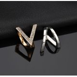 V-shaped Silk Scarf Buckle Gold-Plated Water Drill Brooch(Silver )