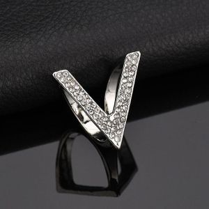 V-shaped Silk Scarf Buckle Gold-Plated Water Drill Brooch(Silver )