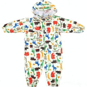 Siamese Children Raincoat  Print Thin Section Hooded  Raincoat  Size: L(Yellow)