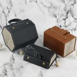 Multifunctional Jewelry Glasses Storage Box Small Grain PU Leather Handmade Glasses Case Model: L6400 (Black)