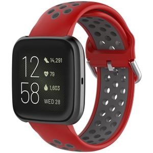 For Fitbit Versa 2 / Versa / Versa Lite 23mm Clasp Two Color Sport Wrist Strap Watchband(Red + Grey)