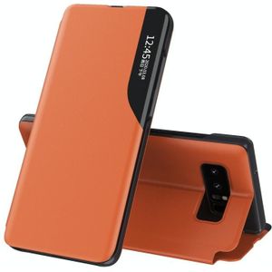 For Samsung Galaxy Note 8 Side Display Magnetic Shockproof Horizontal Flip Leather Case with Holder(Orange)