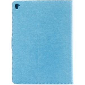 For iPad Pro 9.7inch Pressed Flowers Butterfly Pattern Horizontal Flip PU Leather Case with Magnetic Buckle & Holder & Card Slots & Wallet(Blue)