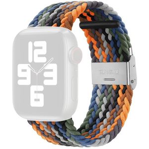 Gevlochten + roestvrijstalen vervanging horlogebanden voor Apple Watch Series 7 45 mm / 6 & SE & 5 & 4 44mm / 3 & 2 & 1 42mm (Camouflage Kleurrijk)