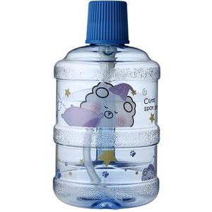 Large-Capacity Creative Water Bottle Student Children Straw Plastic Water Cup  Capacity: 1000ml(Sapphire Blue)