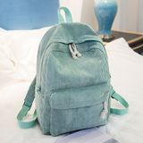 Soft Fabric Backpack Female Corduroy Design School Backpack for Teenage Girls Women(Light Green)