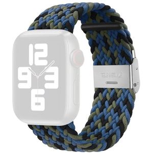 Nylon Braid One Gesp Vervanging Horlogeband voor Apple Watch Series 7 41mm / 6 & SE & 5 & 4 40mm / 3 & 2 & 1 38mm (blauwe camouflage)