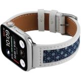 Canvas lederen horlogeband voor Apple Watch Series 7 45mm / 6 & SE & 5 & 4 44mm / 3 & 2 & 1 42mm