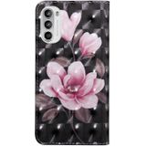 For Motorola Moto G52 3D Painted Pattern Leather Phone Case(Pink Flower)