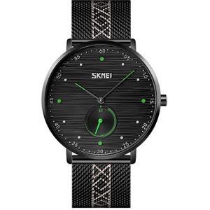 SKMEI 9218 Men Horizontal Striped Arabic Numeral Dial Mesh Belt Quartz Watch(Green)