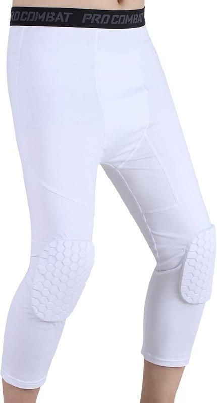 High Elastic Lycra Honeycomb Crash Pants Men Basketball Fitness Zeven tienden Sweatpants  Specificatie: XL (Wit)