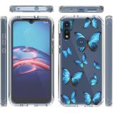 For Motorola Moto E (2020) 2 in 1 High Transparent Painted Shockproof PC + TPU Protective Case(Blue Butterfly)