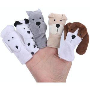 Dierlijke vinger poppen pluche speelgoed voor kleuteronderwijs  hoogte: 7 5 cm (5 stuks / set schattige hond)