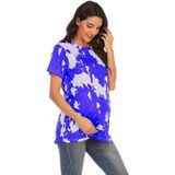 Zwangerschap Gedrukt Ronde hals T-shirt met korte mouwen (kleur: Blauw Maat: XXL)