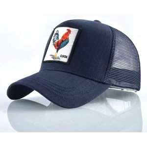 Cotton Embroidered Animal Baseball Cap(Blue Cock)