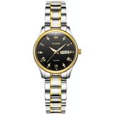 OLEVS 5563 dames lichtgevend waterdicht quartzhorloge (zwart + goud)