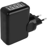 EU Plug 5V / 2.1A Universal USB Charge Adapter with 4 x USB 2.0 Output Port  For iPad  iPhone  Galaxy  Huawei  Xiaomi  LG  HTC and Other Smart Phones  Rechargeable Devices(Black)