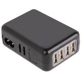 EU Plug 5V / 2.1A Universal USB Charge Adapter with 4 x USB 2.0 Output Port  For iPad  iPhone  Galaxy  Huawei  Xiaomi  LG  HTC and Other Smart Phones  Rechargeable Devices(Black)