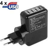 EU Plug 5V / 2.1A Universal USB Charge Adapter with 4 x USB 2.0 Output Port  For iPad  iPhone  Galaxy  Huawei  Xiaomi  LG  HTC and Other Smart Phones  Rechargeable Devices(Black)