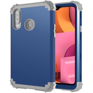 Voor Samsung Galaxy A21 (US) PC + Siliconen driedelige Shockproof Protection Case(Blauw)