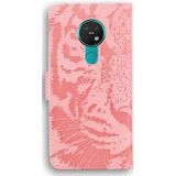 Voor Nokia 6.2 / 7.2 Tiger Embossing Pattern Horizontale Flip Lederen Case met Holder & Card Slots & Wallet(Pink)