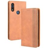 For Motorola Moto E (2020) Magnetic Buckle Retro Crazy Horse Texture Horizontal Flip Leather Case  with Holder & Card Slots & Photo Frame(Brown)