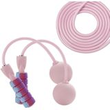 Fitness Fat Burning Exercise Cordless Skipping Rope with Weight Ball(Cherry Pink + Long Rope)