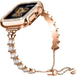 Zinklegering Diamond Crown armband horlogeband voor Apple Watch Ultra 49 mm / serie 8 & 7 45 mm (roségoud)