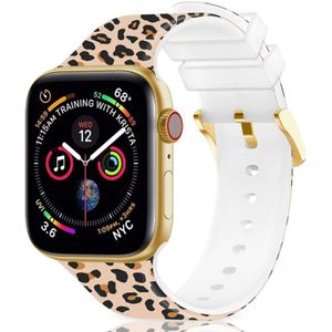 Vierkante gesp kleurendruk horlogeband voor Apple Watch Series 7 41 mm / 6 & SE & 5 & 4 40 mm / 3 & 2 & 1 38 mm (luipaard 2)