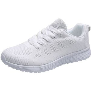 Mesh ademend platte sneakers Running schoenen casual schoenen voor vrouwen  grootte: 35 (wit)
