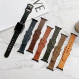 8-shape Buckle Retro Leather Replacement Strap Watchband For Apple Watch Series 7 & 6 & SE & 5 & 4 40mm  / 3 & 2 & 1 38mm(Red Brown)