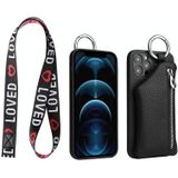 Voor iPhone 11 Pro Max Afneembare Portemonnee met ritssluiting en Lanyard