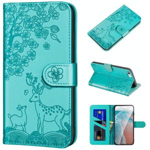 Sika Deer Embossing Pattern Horizontal Flip PU Leather Case with Holder & Card Slot & Wallet & Photo Frame For iPhone 6 Plus / 6s Plus(Green)