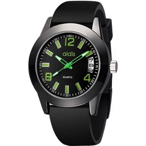 addies MY-1601 Regular Version Silicone Watchstrap Quartz Watch  Support Calendar  Szie:S(Green)