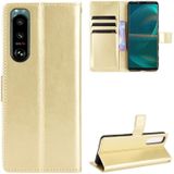 For Sony Xperia 5 III Crazy Horse Texture Horizontal Flip Leather Case with Holder & Card Slots & Lanyard(Gold)